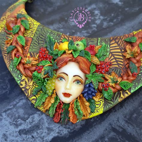 Autumn Fairy necklace, Mother of nature necklace, Fall leaves necklace, Autumn bib necklace ...