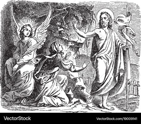 Jesus appears to mary magdalene outside the tomb Vector Image