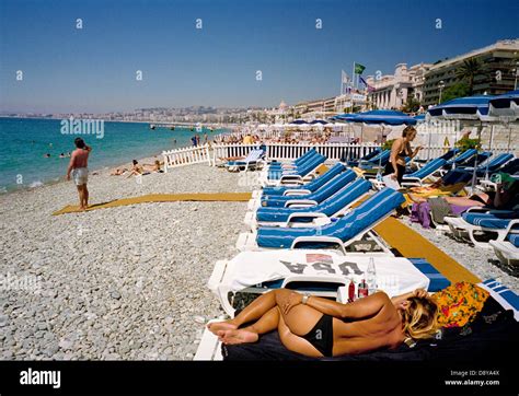 A pay beach at Promenade des Anglais Nice Cote d'Azur France - French ...