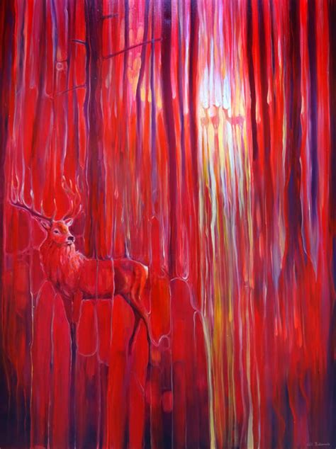 Red Forest Calls - Red Painting With Dee, Painting by Gill Bustamante ...