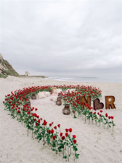 Romantic Beach Proposal with 1,000 red roses | Beach proposal, Proposal ...