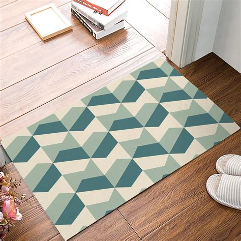 Modern Yellow Green Geometric Door Mats Kitchen Floor Bath Entrance Rug Mat Absorbent Indoor ...