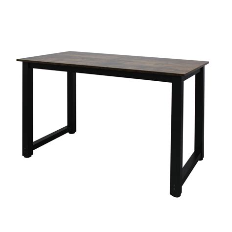 Computer Desk Black Metal Frame Study Table - AptDeco