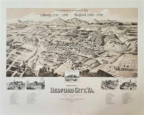 Bedford City Centennial Map 22x19in - Bedford Museum & Genealogical Library