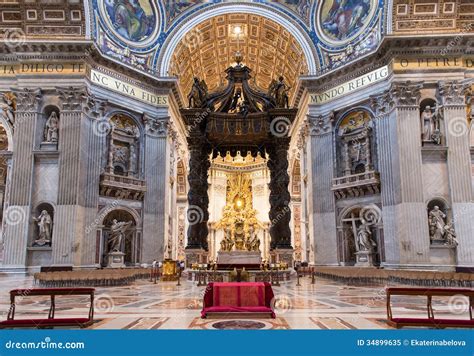 Interior of the St. Peters Basilica in Rome Editorial Image - Image of ...