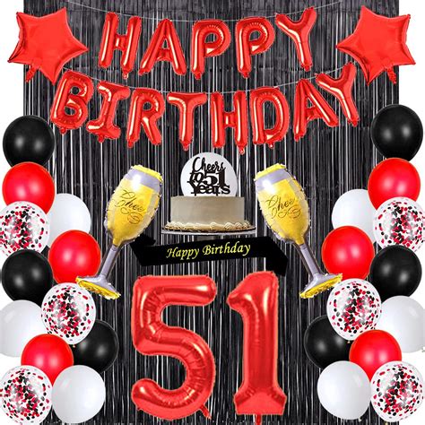 Buy santonila Red 51st Birthday Decorations Happy Birthday Banner Sash ...