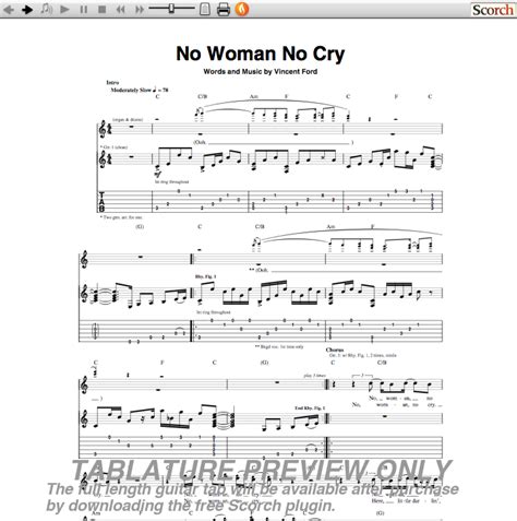 Bob Marley No Woman No Cry Guitar Tab : Free Bob Marley Guitar Tabs