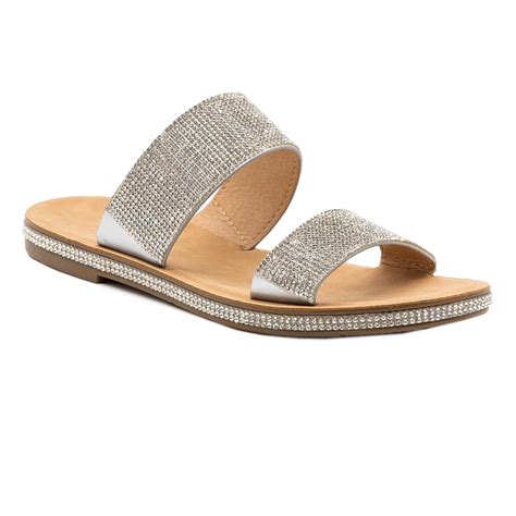 New Women's Rhiestone Double Strap Extra Cushioned Footbed Sandal ...