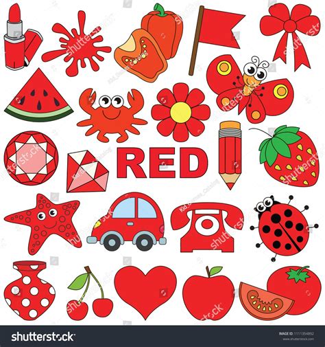 Red Objects Color Elements Set Collection: stockvector (rechtenvrij ...