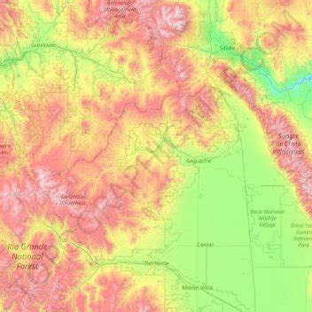 Saguache County topographic map, elevation, relief