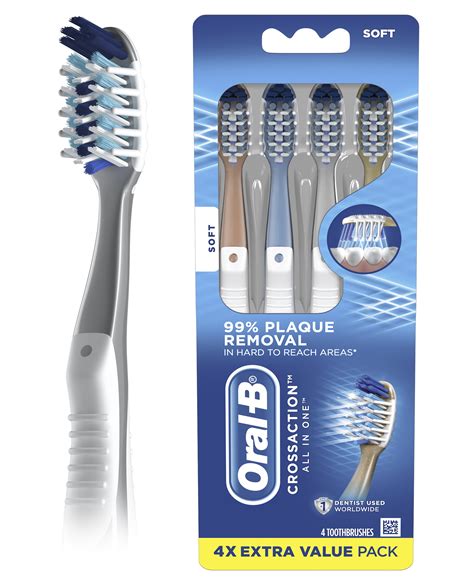 Oral-B CrossAction All In One Manual Toothbrush, Soft, 4 ct - Walmart ...