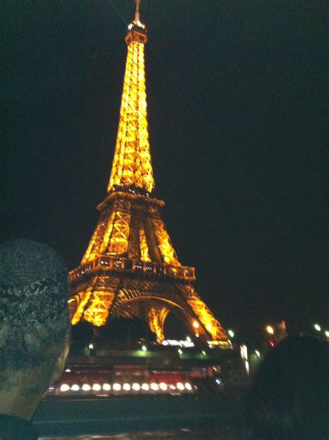 The Eiffel Tower at night from the river Seine by boat. | Eiffel tower ...