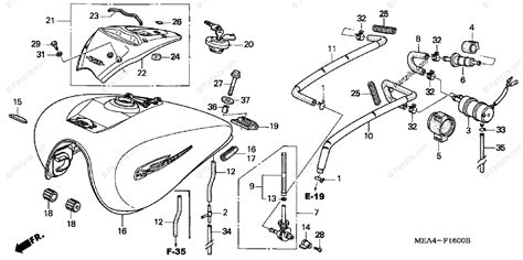 Honda Motorcycle 2003 OEM Parts Diagram for FUEL TANK (VTX1300S'03 ...