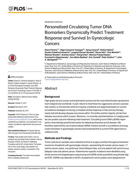 (PDF) Personalized circulating tumor DNA biomarkers dynamically predict treatment response and ...