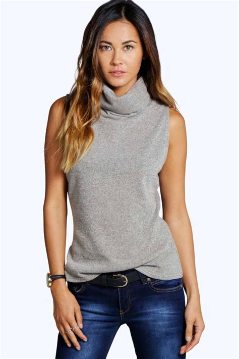 Boohoo Womens Caitlin Turtle Neck Sleeveless Jumper | eBay