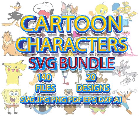 Cartoon Characters SVG Bundle, SVG Files for Cricut, Digital Download ...