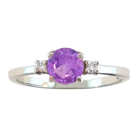 10k Gold February Birthstone Amethyst and Diamond Ring - Overstock™ Shopping - Top Rated ...