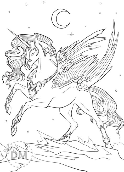 Unicorn Pegasus Coloring Page For Teens and Adults - diy-magazine.com