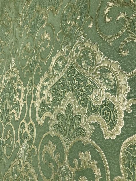 Green And Gold Damask Wallpaper