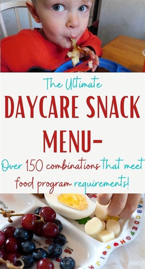 Ultimate Daycare Snack Menu-Over 150 combinations for CACFP in 2021 ...