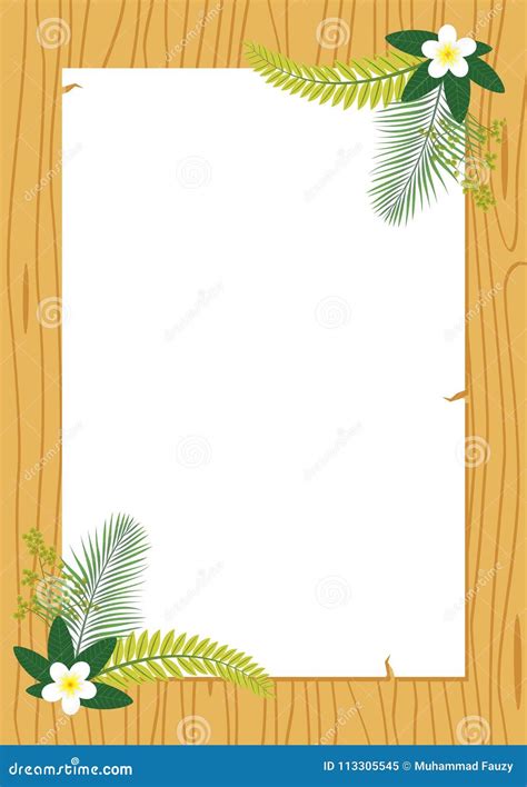 Wood Frame Vector with Flower Decoration Stock Vector - Illustration of ...