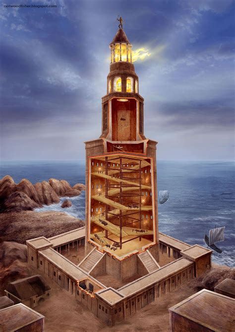 Cutaway view of how the Lighthouse of Alexandria may have looked inside ...