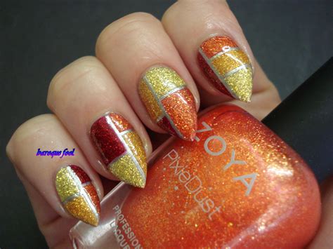 baroque fool: TUTORIAL: Geometric fire nails