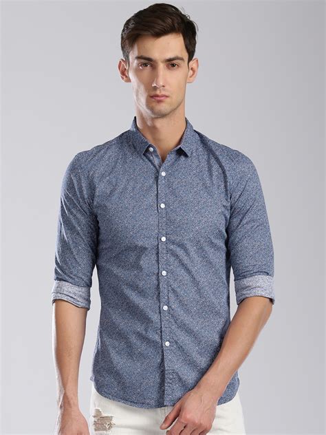 Buy Bossini Men Blue Slim Fit Printed Casual Shirt - Shirts for Men 1947702 | Myntra