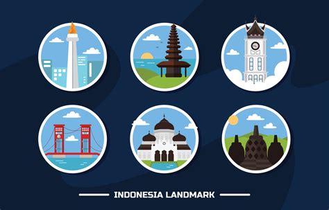 Indonesia Landmark Icon Set 3024240 Vector Art at Vecteezy