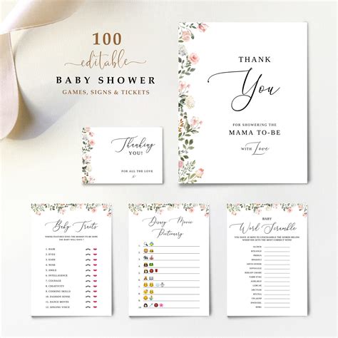 100 Editable BABY Shower Templates, Printable BABY Shower Games ...