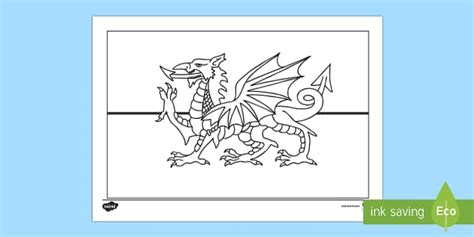 Simple Welsh Dragon Colouring Page | Welsh Flag Resource