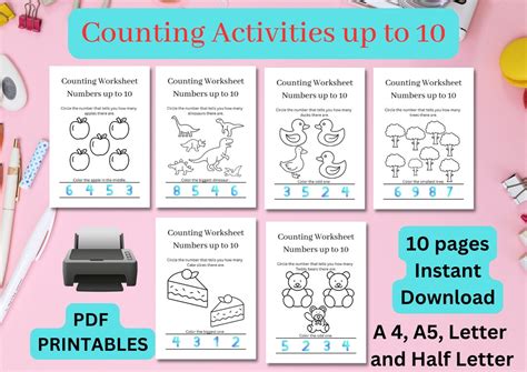 Printable Preschool Counting Worksheets, Nursery Toddler Workbook ...