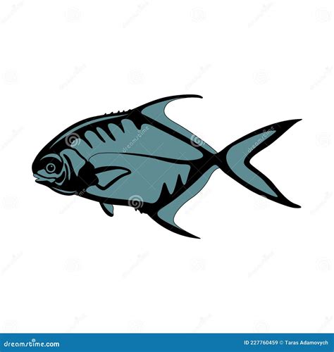 Permit Fish , Vector Illustration, Black Silhouette, Side | CartoonDealer.com #227760461