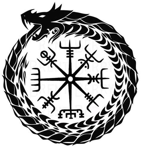 Dragon ouroboros with vegvisir | Viking tattoo symbol, Viking dragon ...