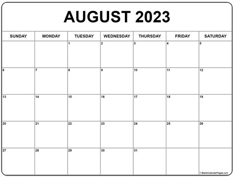 Printable August 2023 Calendar - Riset