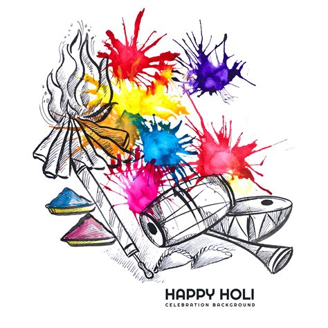 Holi sketch Celebration Card 701663 Vector Art at Vecteezy