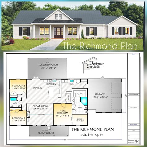 Richmond House Plan, 2160 Square Feet - Etsy