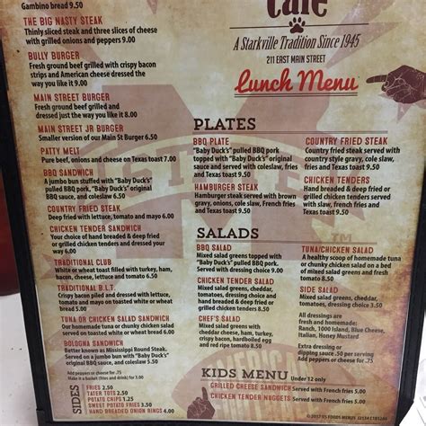 Starkville Cafe Menu, Reviews and Photos - 211 E Main St, Starkville, MS 39759-2929 , Starkville