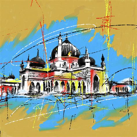 Zahir Mosque, Malaysia Painting by Mawra Tahreem