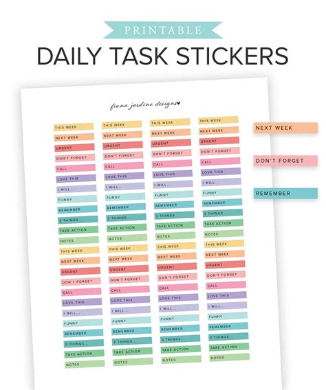 Printable Daily Planner Reminder Stickers Routine & Daily | Etsy