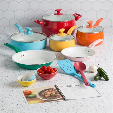 Tasty Ceramic Titanium-Reinforced Non-Stick Cookware Set, Multicolor, 16 Piece - Walmart.com ...