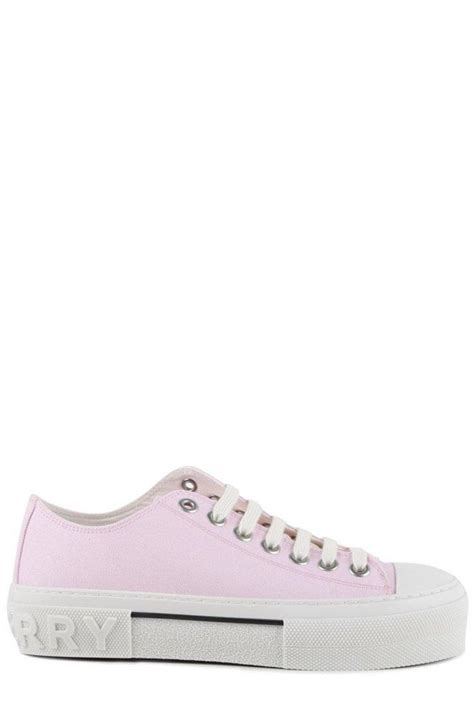 Burberry Logo Detailed Lace-up Sneakers in Pink | Lyst