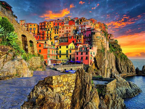 Manarola Sunset - Cinque Terre Photograph by Dominic Piperata - Fine Art America