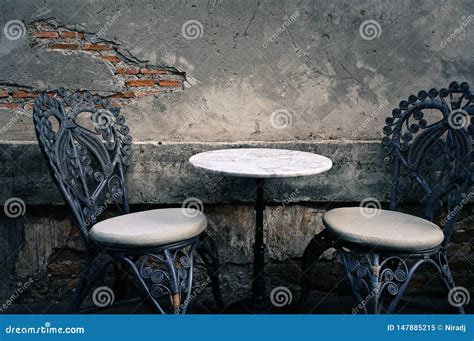 Vintage Cafe Table and Chairs Stock Image - Image of furniture, seat ...