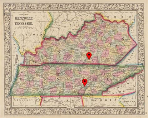 Kentucky-Tennessee 1866 Map - Boyd Nursery Company