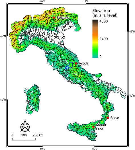 Map shows terrain elevation in Italy obtained from the EU-DEM at 25 m ×... | Download Scientific ...