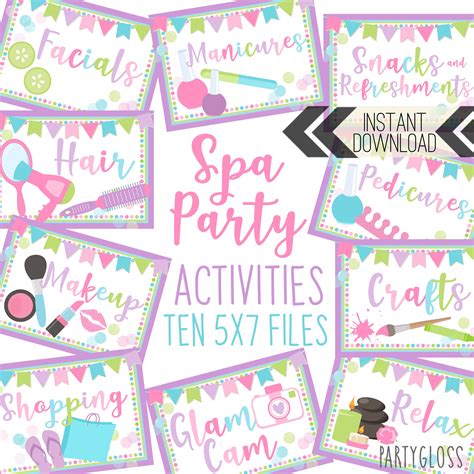 Spa Party Printable Signs Spa Activity Signs Spa Birthday Etsy Australia - Riset