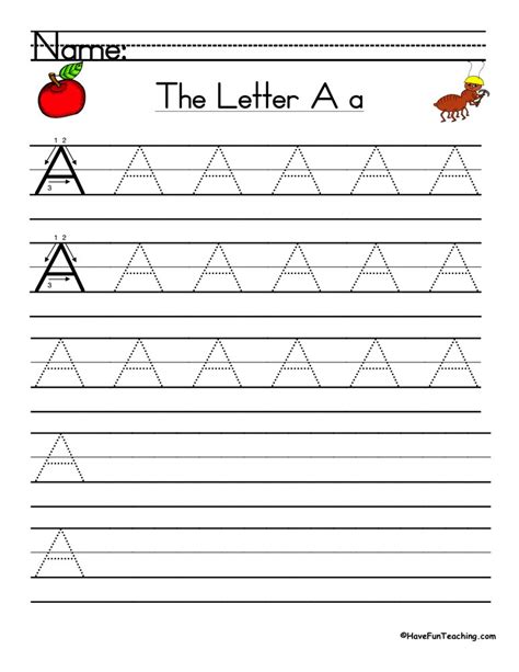 Letter A Handwriting Practice Worksheet - Have Fun Teaching