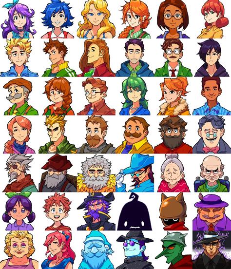 an image of many cartoon characters in different colors and sizes, all with different facial ...