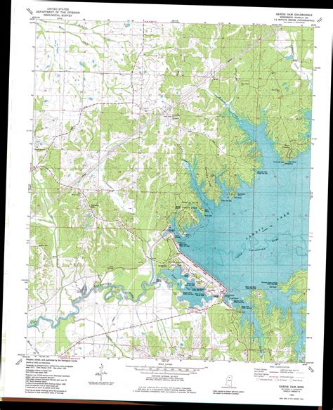 Sardis Dam topographic map, MS - USGS Topo Quad 34089d7